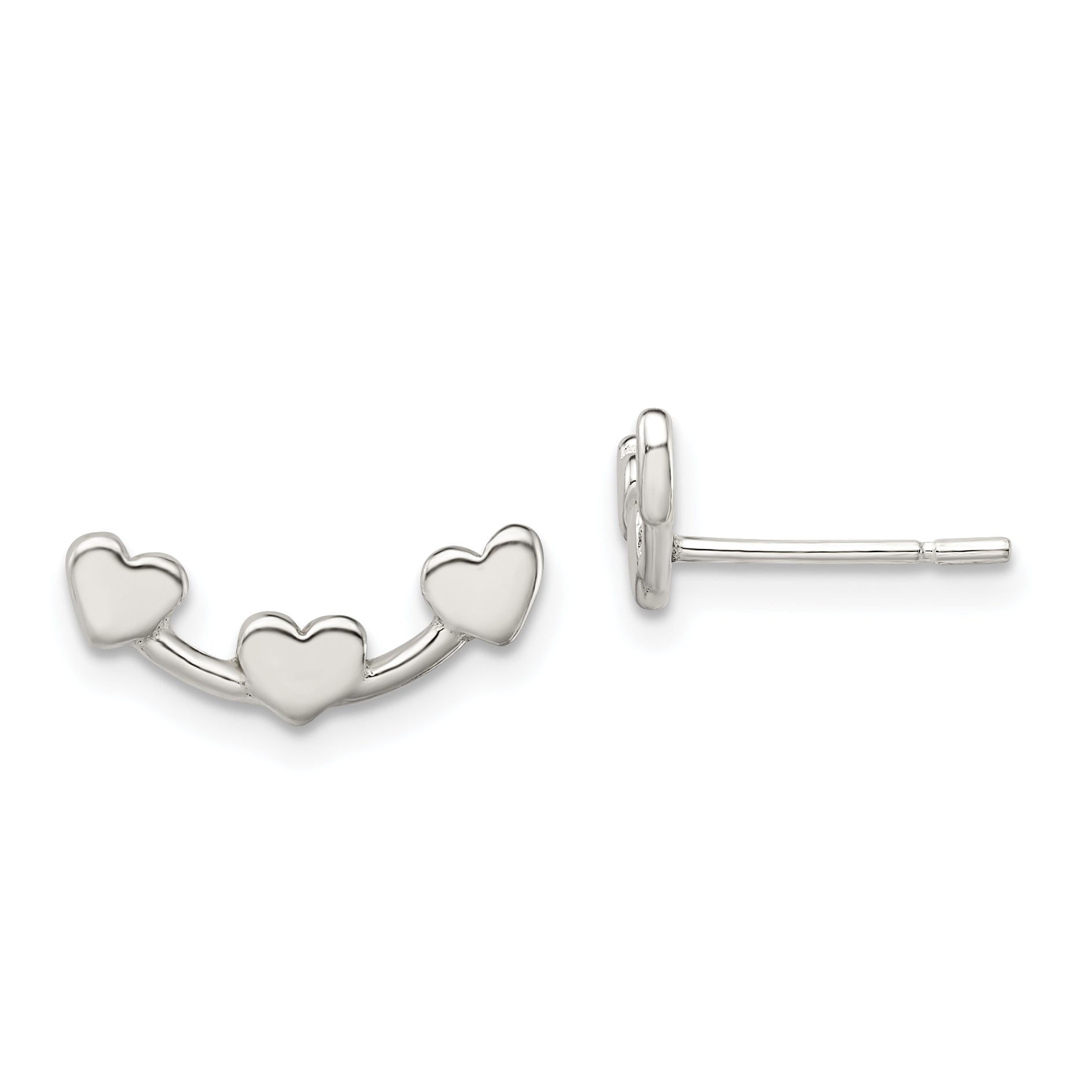 Sterling Silver Polished 3-Heart Post Earrings Main image