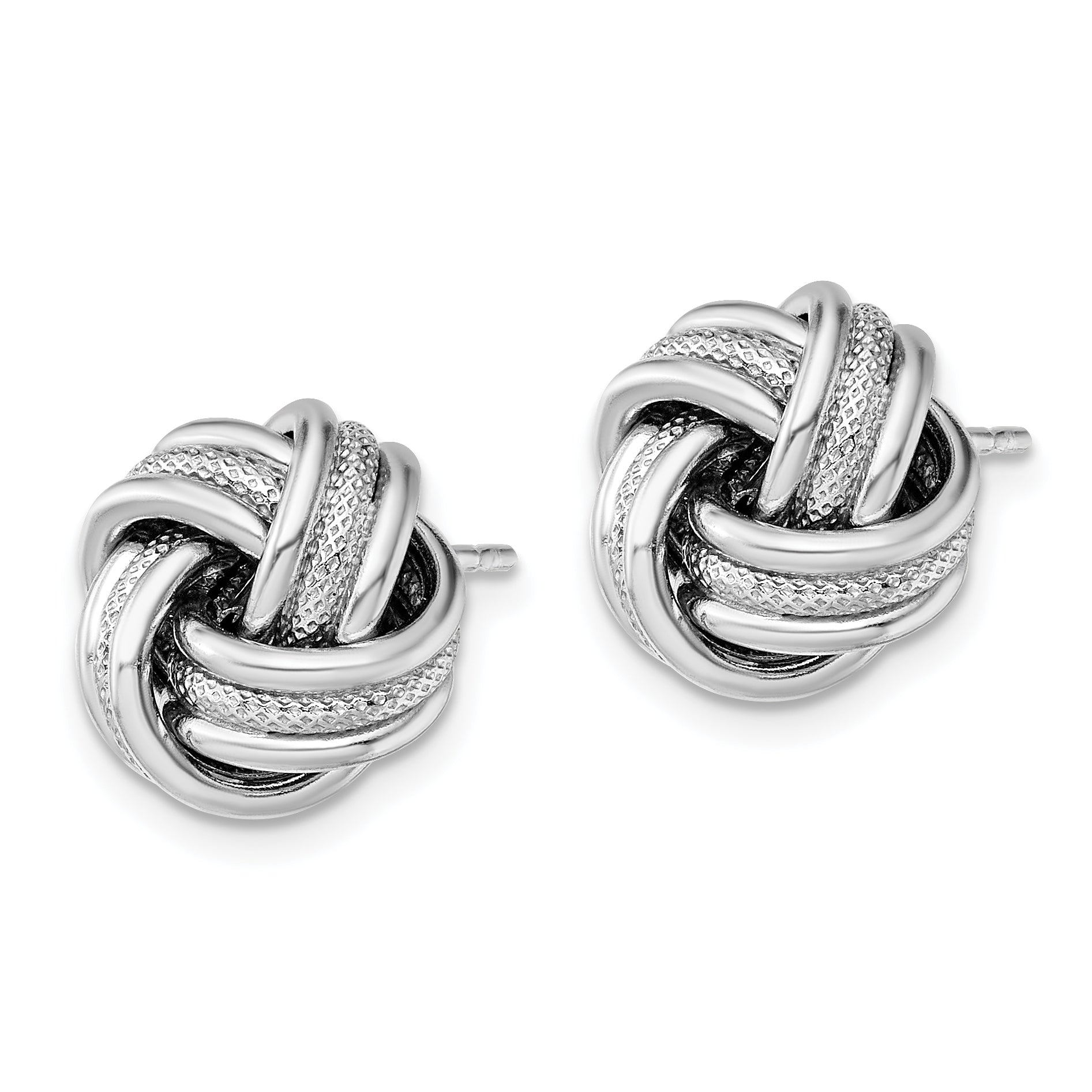 Sterling Silver Rhodium-plate Textured Polished Love Knot Earrings Secondary image