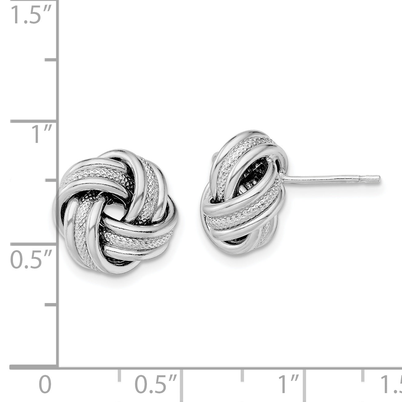 Sterling Silver Rhodium-plate Textured Polished Love Knot Earrings