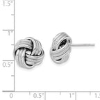 Sterling Silver Rhodium-plate Textured Polished Love Knot Earrings