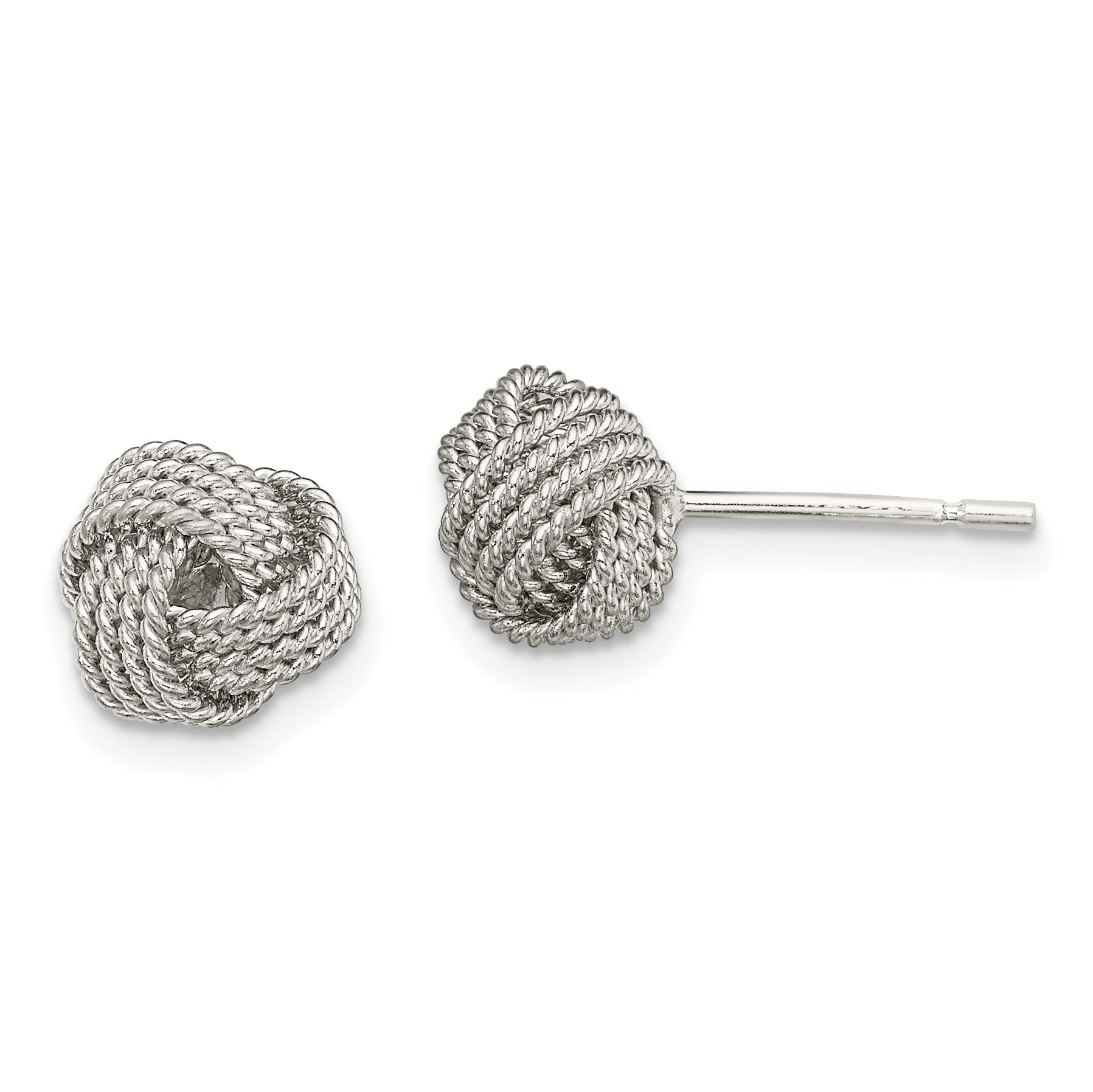 Sterling Silver Rhodium-plated Textured Love Knot Post Earrings Main image