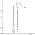 Sterling Silver Polished Star of David Chain Dangle Earrings