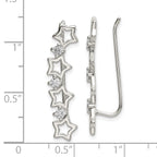 Sterling Silver Polished CZ Stars Ear Climber Earrings
