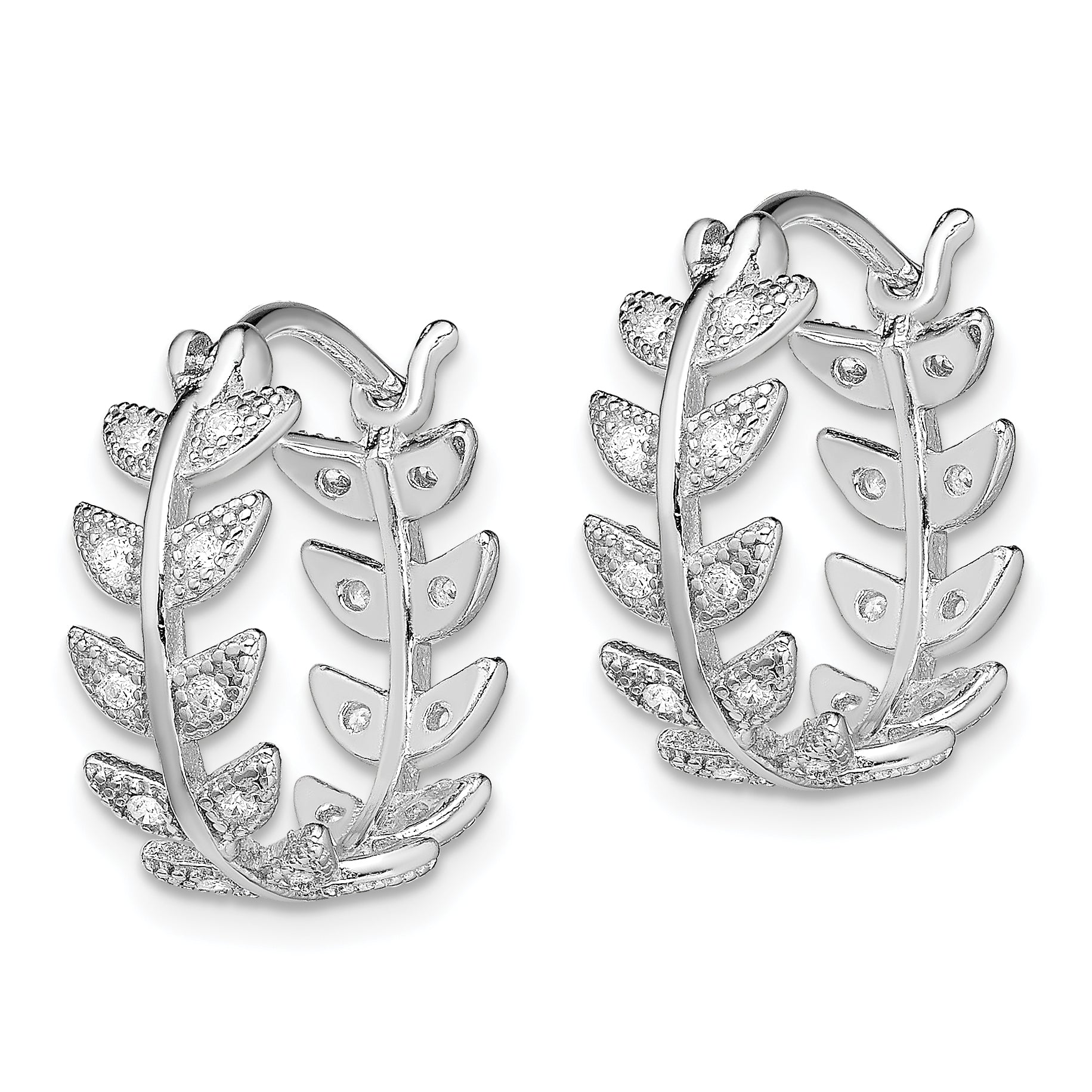Sterling Silver Rhodium-plated Micro PavÃÆÃÂ¢ÃÂ¢Ã¢â¬Å¡ÃÂ¬Ãâ¦ÃÂ¡ CZ Leaf Hoops