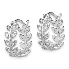 Sterling Silver Rhodium-plated Micro PavÃÆÃÂ¢ÃÂ¢Ã¢â¬Å¡ÃÂ¬Ãâ¦ÃÂ¡ CZ Leaf Hoops