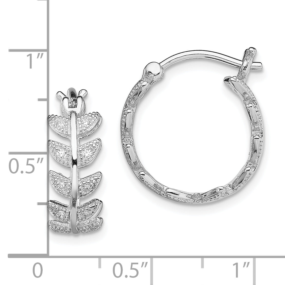 Sterling Silver Rhodium-plated Micro PavÃÆÃÂ¢ÃÂ¢Ã¢â¬Å¡ÃÂ¬Ãâ¦ÃÂ¡ CZ Leaf Hoops