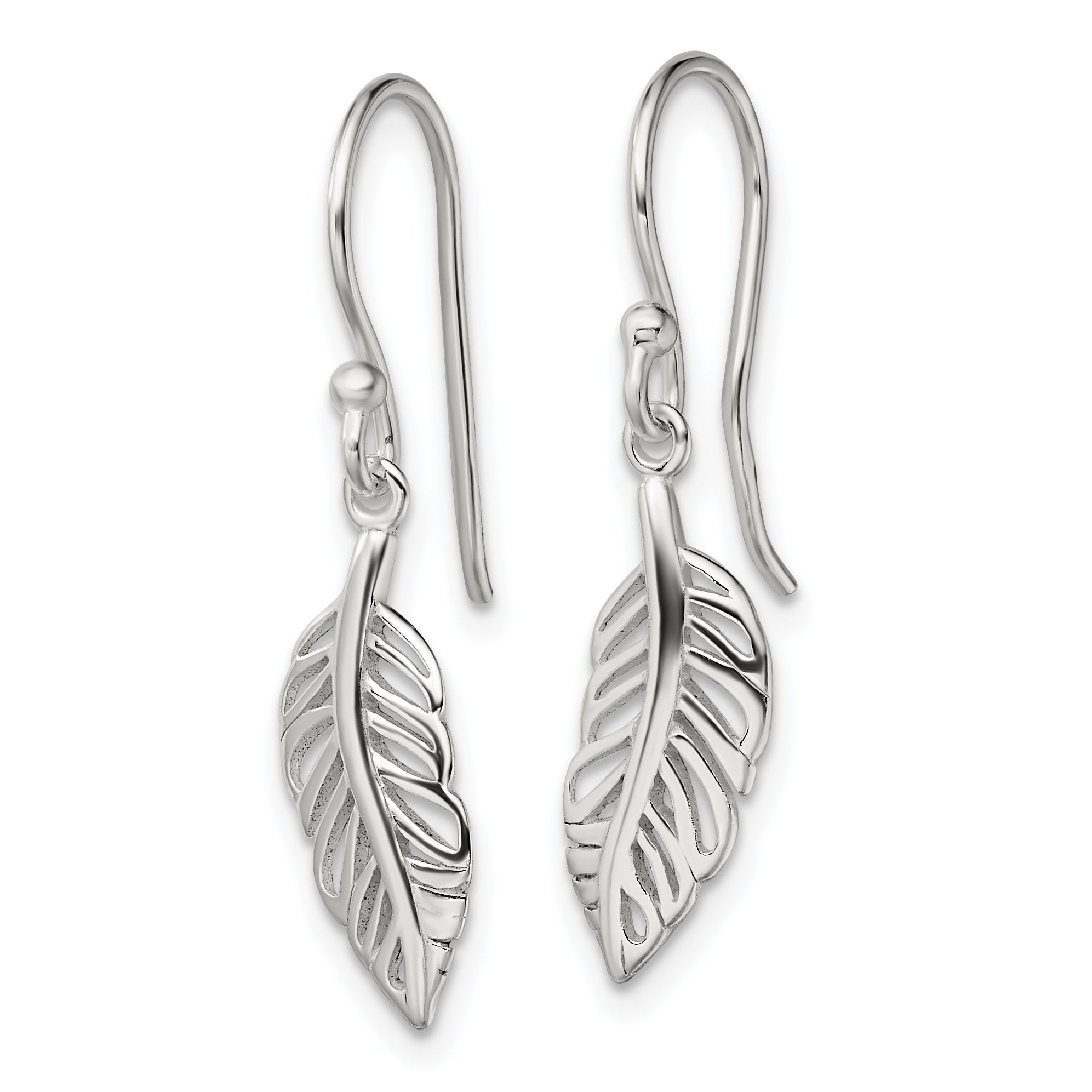 Sterling Silver Leaf Dangle Earrings Secondary image