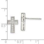 Sterling Silver Rhodium-plated CZ Cross Post Earrings