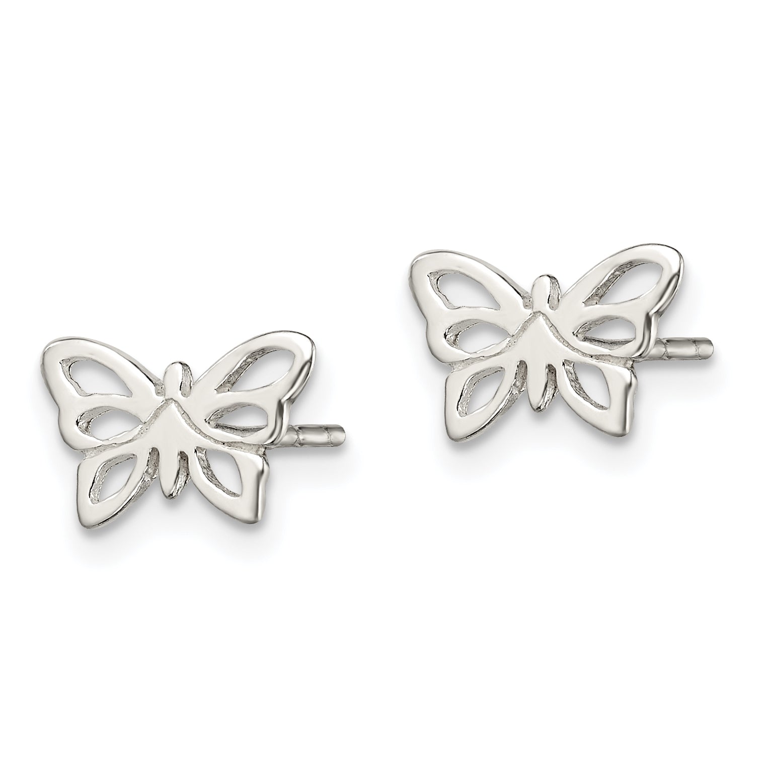 Sterling Silver Polished Butterfly Post Earrings Secondary image