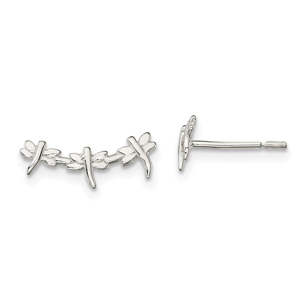 Sterling Silver Polished Dragonfly Post Earrings