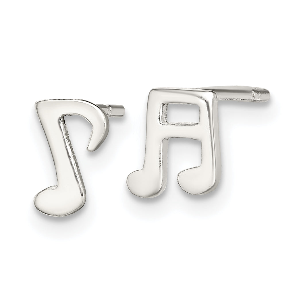 Sterling Silver Polished Left and Right Music Notes Post Earrings Secondary image