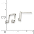 Sterling Silver Polished CZ Musical Notes Post Earrings