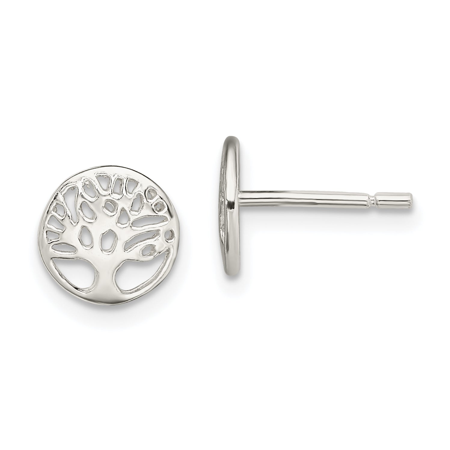 Sterling Silver Rhodium-plated Tree Post Earrings Main image