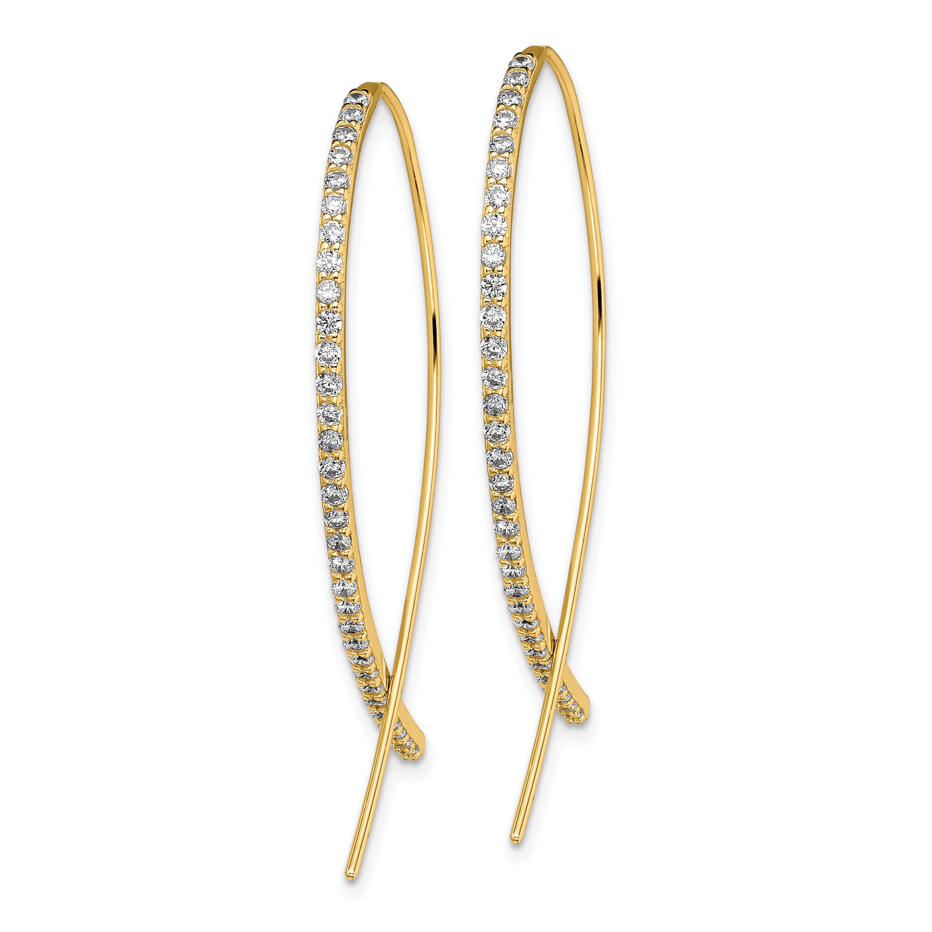 Sterling Silver Gold-tone CZ Threader Earrings Secondary image
