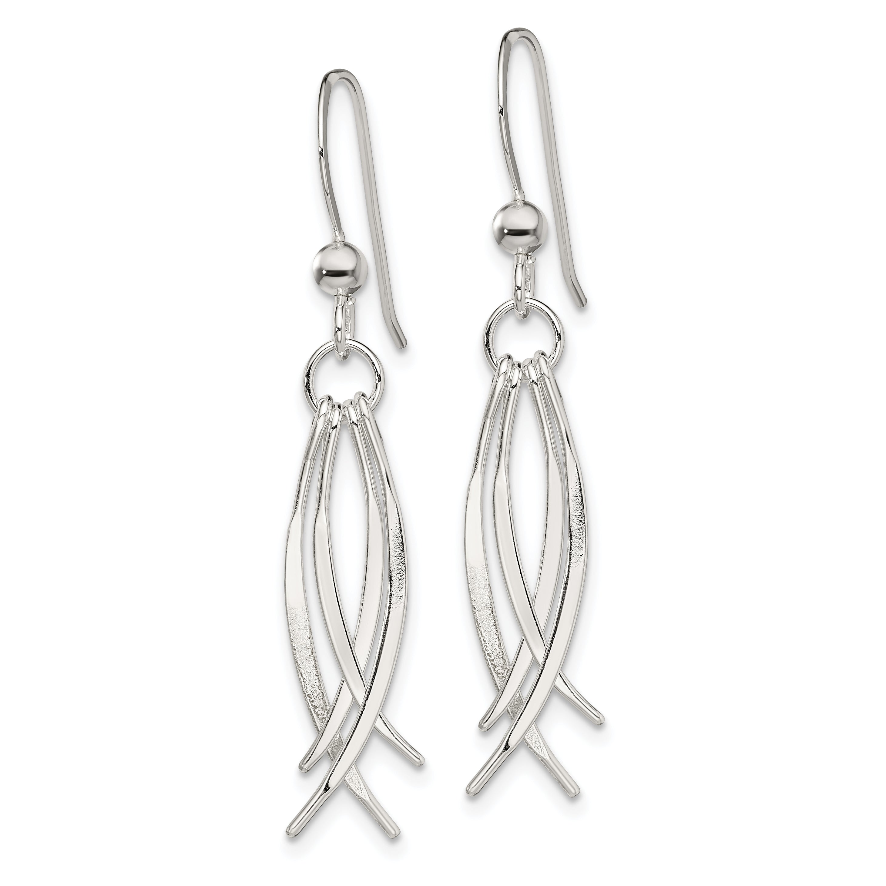 Sterling Silver Polished & Curved Design Dangle Earrings Secondary image