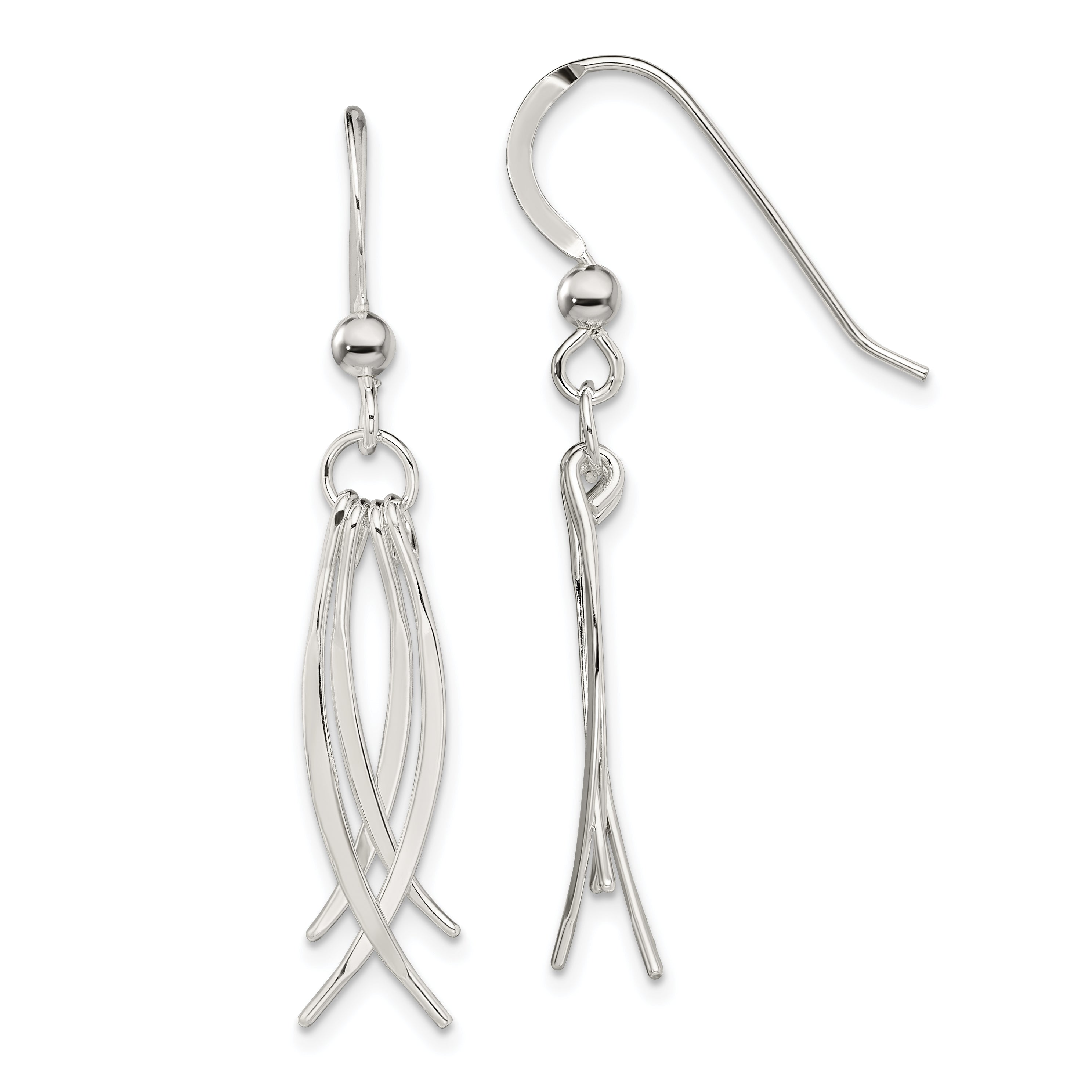 Sterling Silver Polished & Curved Design Dangle Earrings Main image