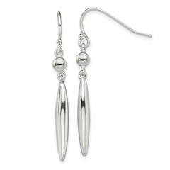 Sterling Silver Polished Bead & Elongated Oval Dangle Earrings