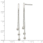 Sterling Silver Polished 3-Strand Chain & Beaded Post Dangle Earrings