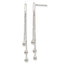 Sterling Silver Polished 3-Strand Chain & Beaded Post Dangle Earrings