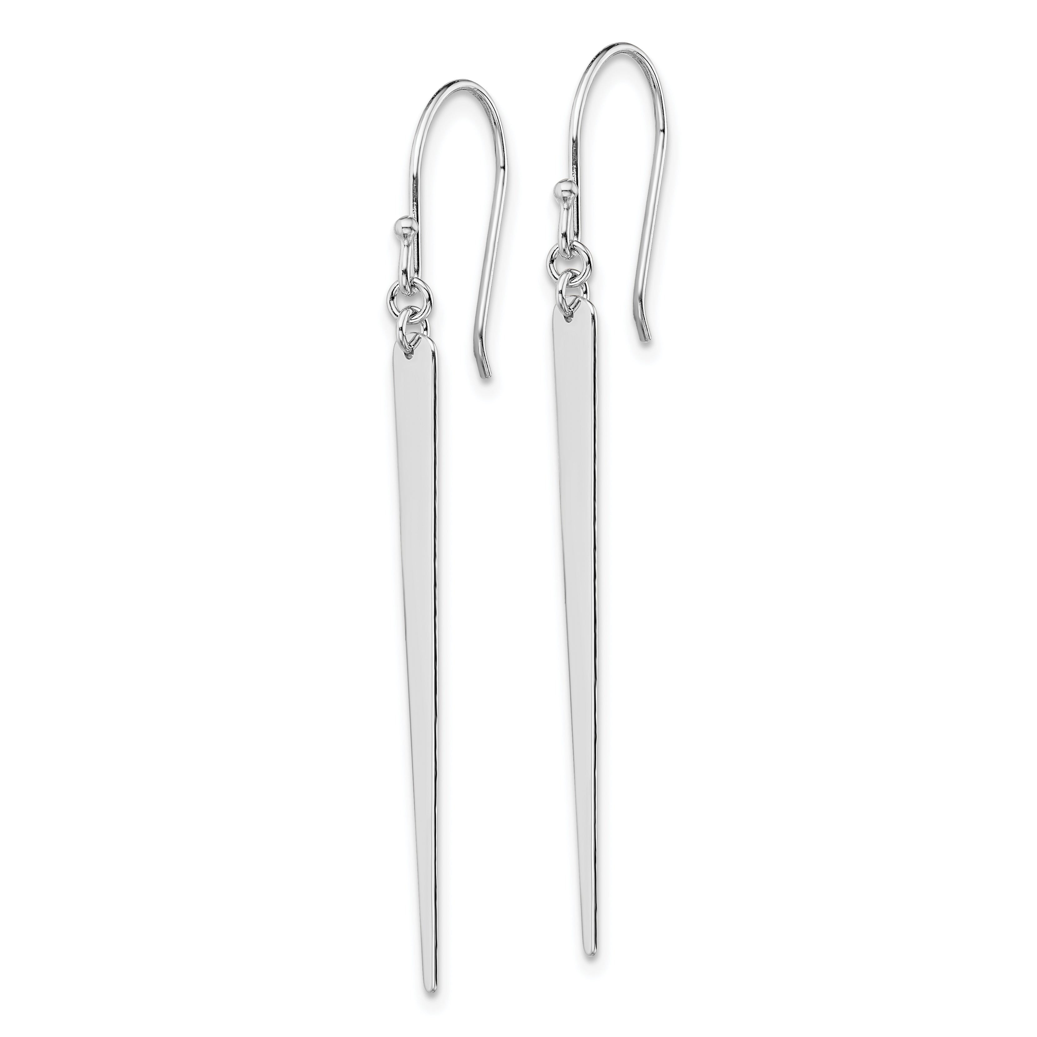 Sterling Silver Rhodium-plated Polished Spike Dangle Earrings Secondary image