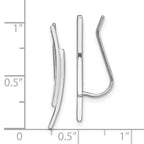 Sterling Silver Rhod-plated Polished Double Curved Bar Ear Climber Earrings