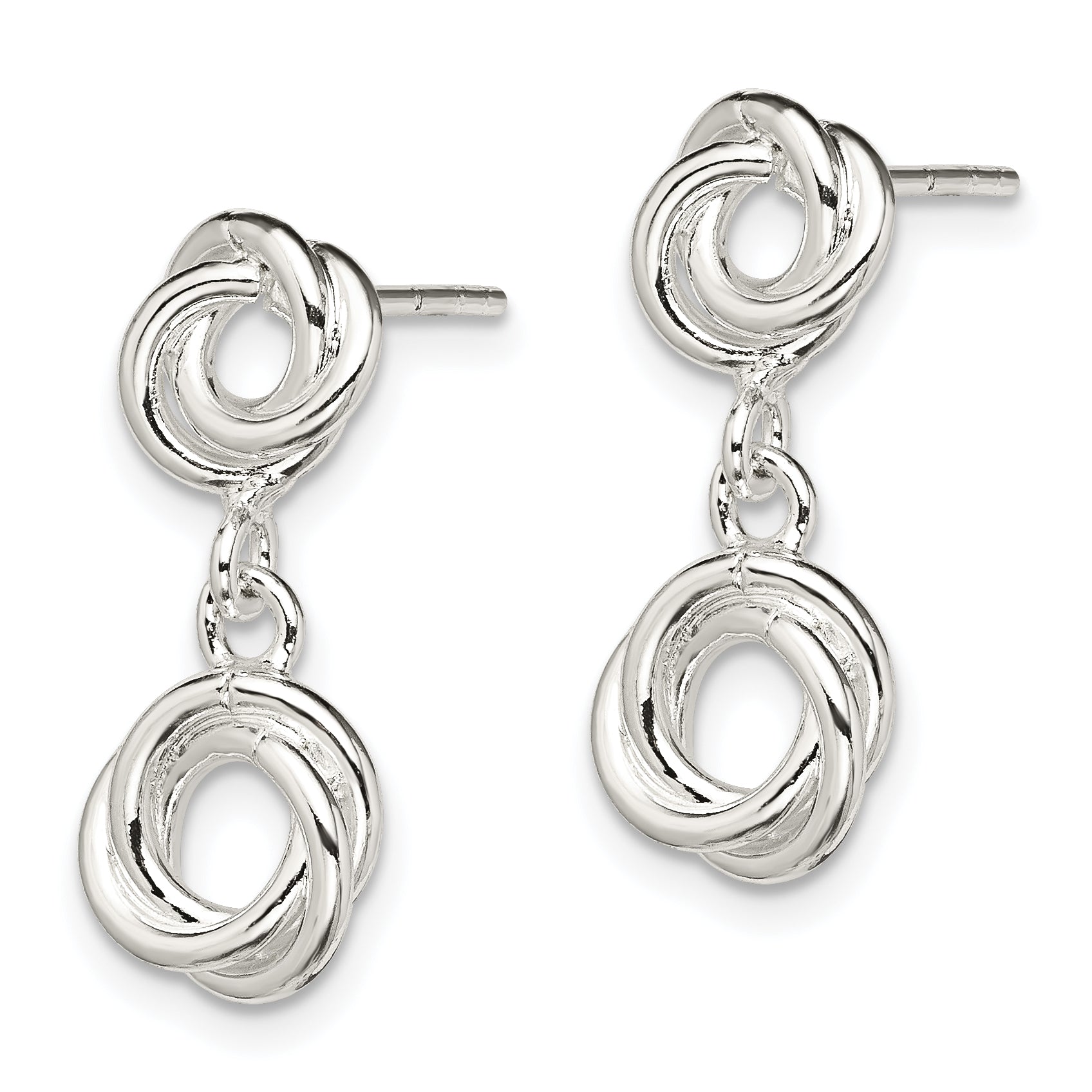 Sterling Silver Rhodium-plated Knot Polished Dangle Earrings Secondary image