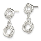 Sterling Silver Rhodium-plated Knot Polished Dangle Earrings