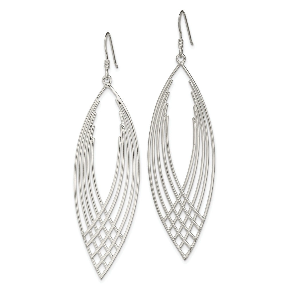 Sterling Silver Polished Fancy Dangle Shepherd Hook Earrings