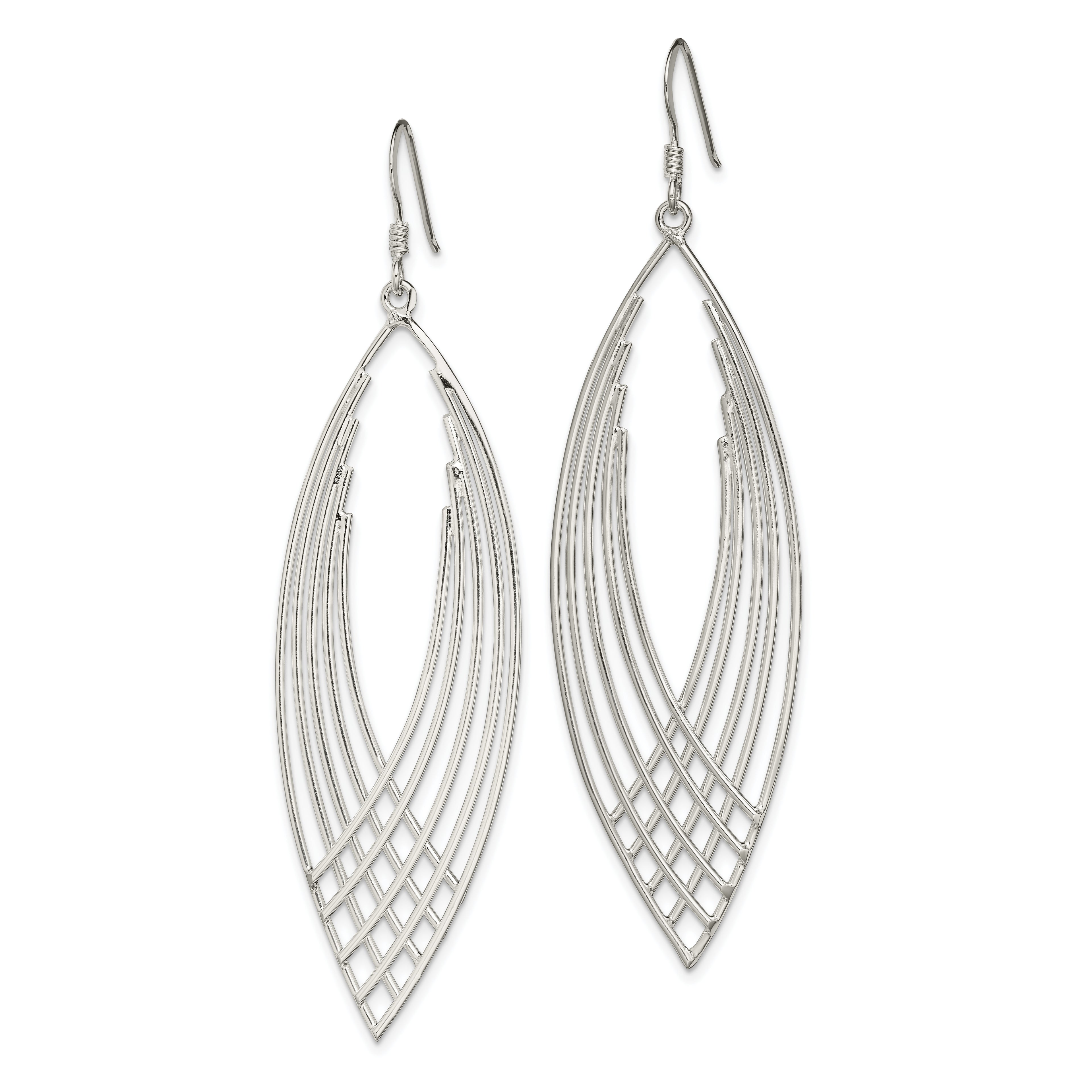 Sterling Silver Polished Fancy Dangle Shepherd Hook Earrings