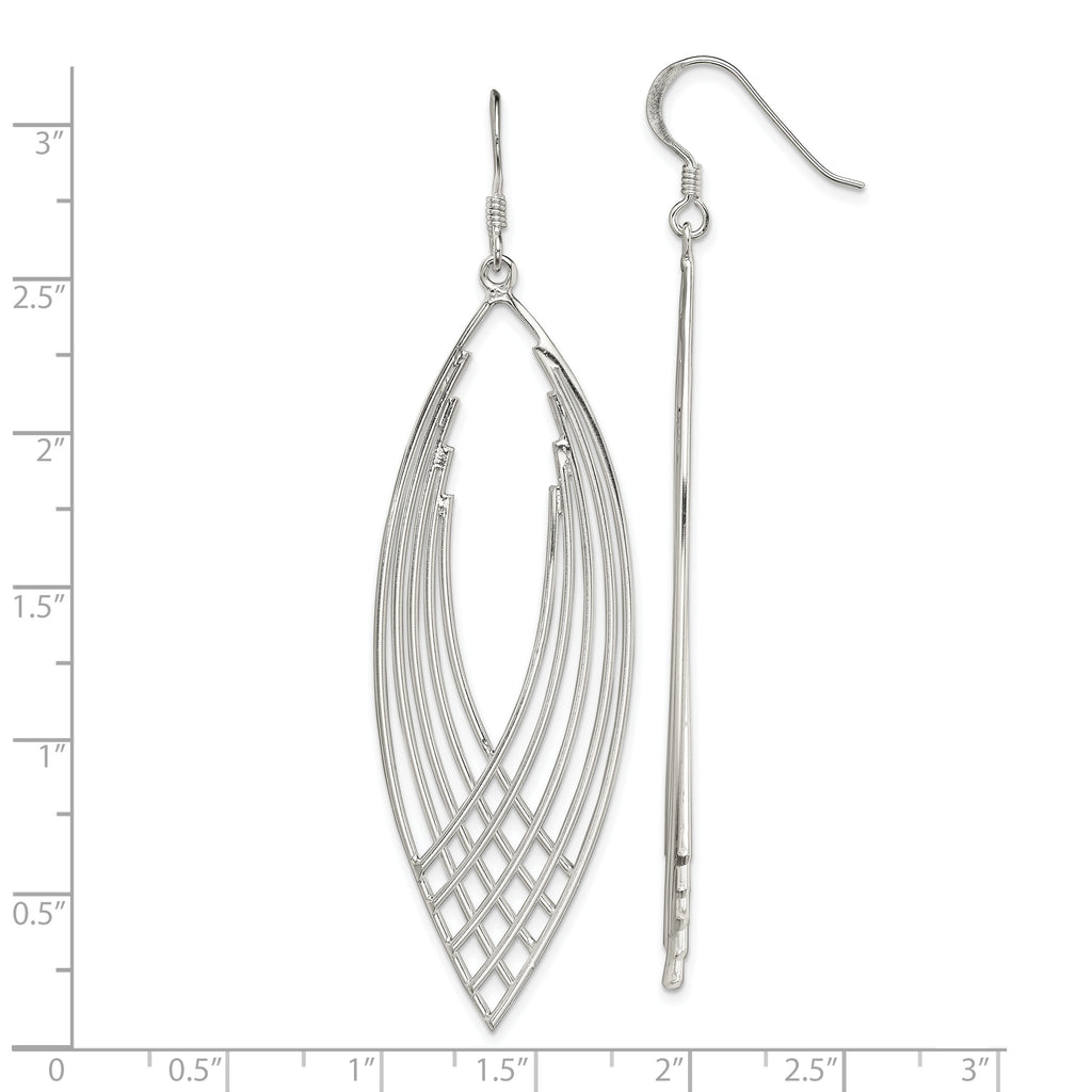Sterling Silver Polished Fancy Dangle Shepherd Hook Earrings