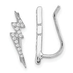 Sterling Silver Rhodium-plated Polished CZ Lightning Bolt Ear Climber Earri
