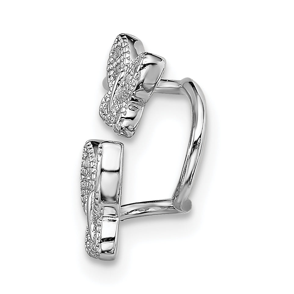 Sterling Silver Rhodium-plated CZ Double Butterfly Right Cuff Earring Secondary image