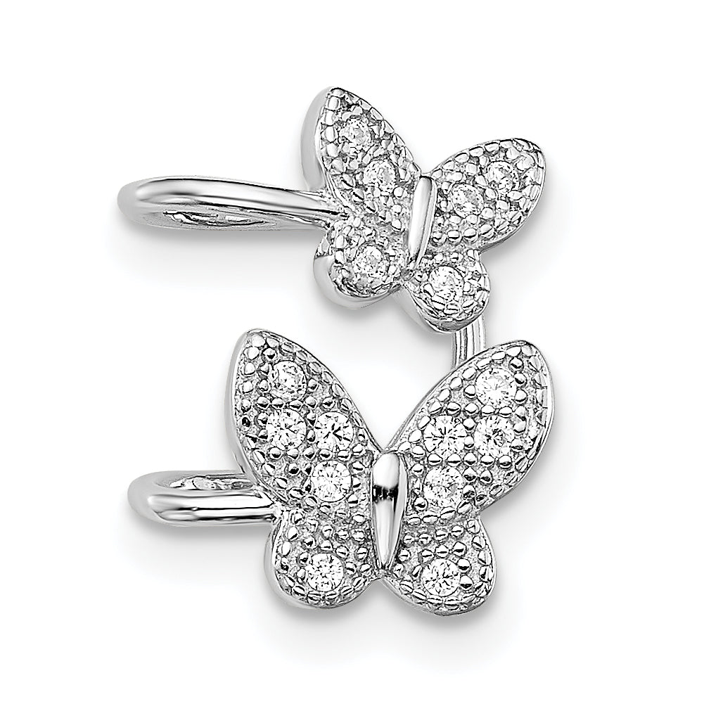 Sterling Silver Rhodium-plated CZ Double Butterfly Right Cuff Earring Main image