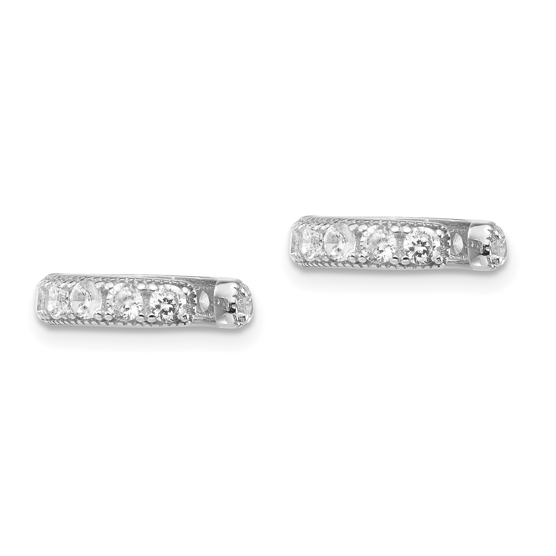Sterling Silver Rhodium-plated Polished CZ Pair of Cuff Earrings Secondary image