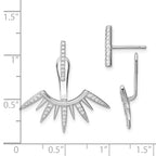 Sterling Silver Rhodium-plated CZ Bar & Spikes Front & Back Post Earrings