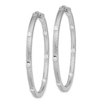 Sterling Silver Rhod-plated CZ In/Out Round Hinged Hoop Earrings