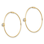Sterling Silver Gold-tone Polished CZ Bezel Endless Round Hoop Earrings
