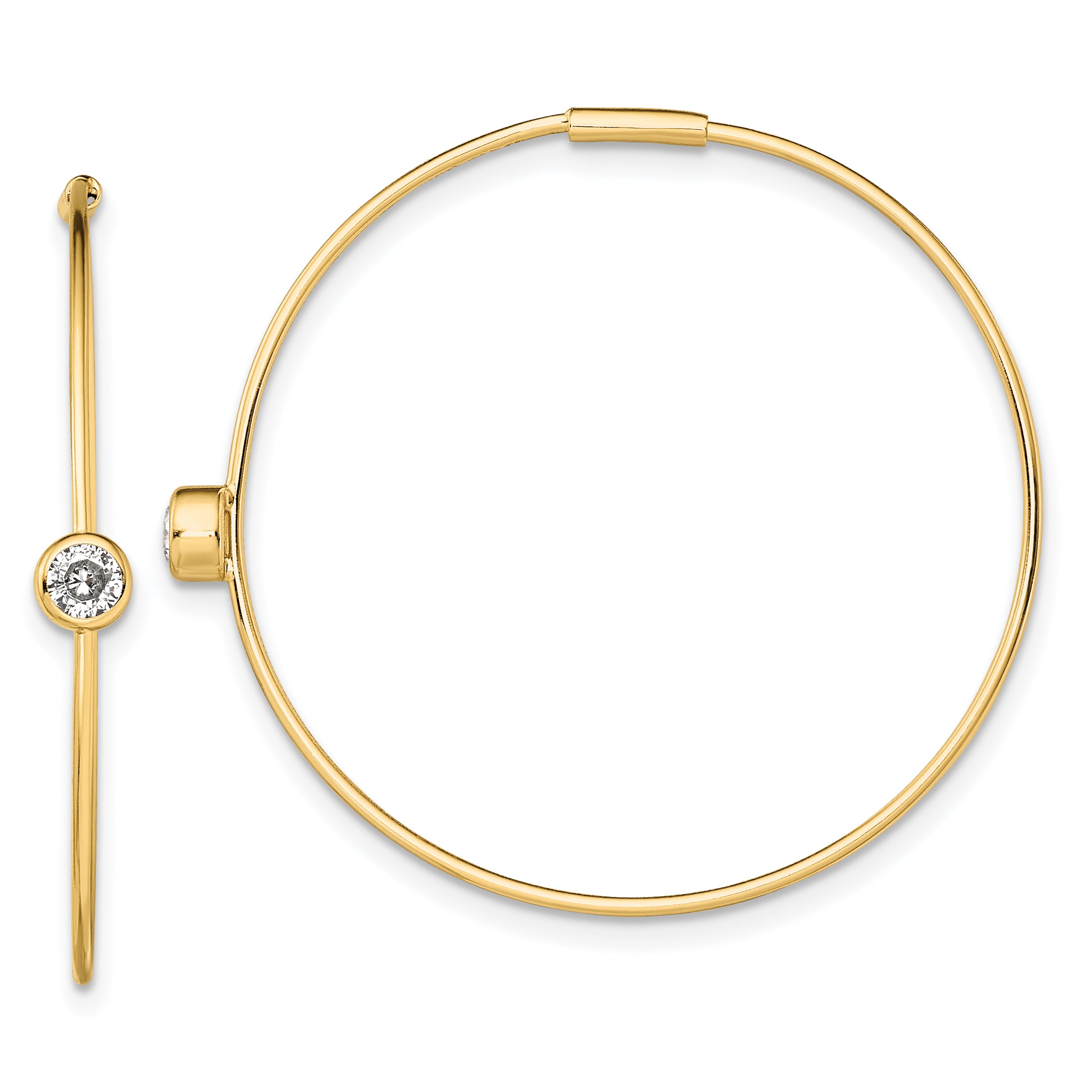 Sterling Silver Gold-tone Polished CZ Bezel Endless Round Hoop Earrings Main image