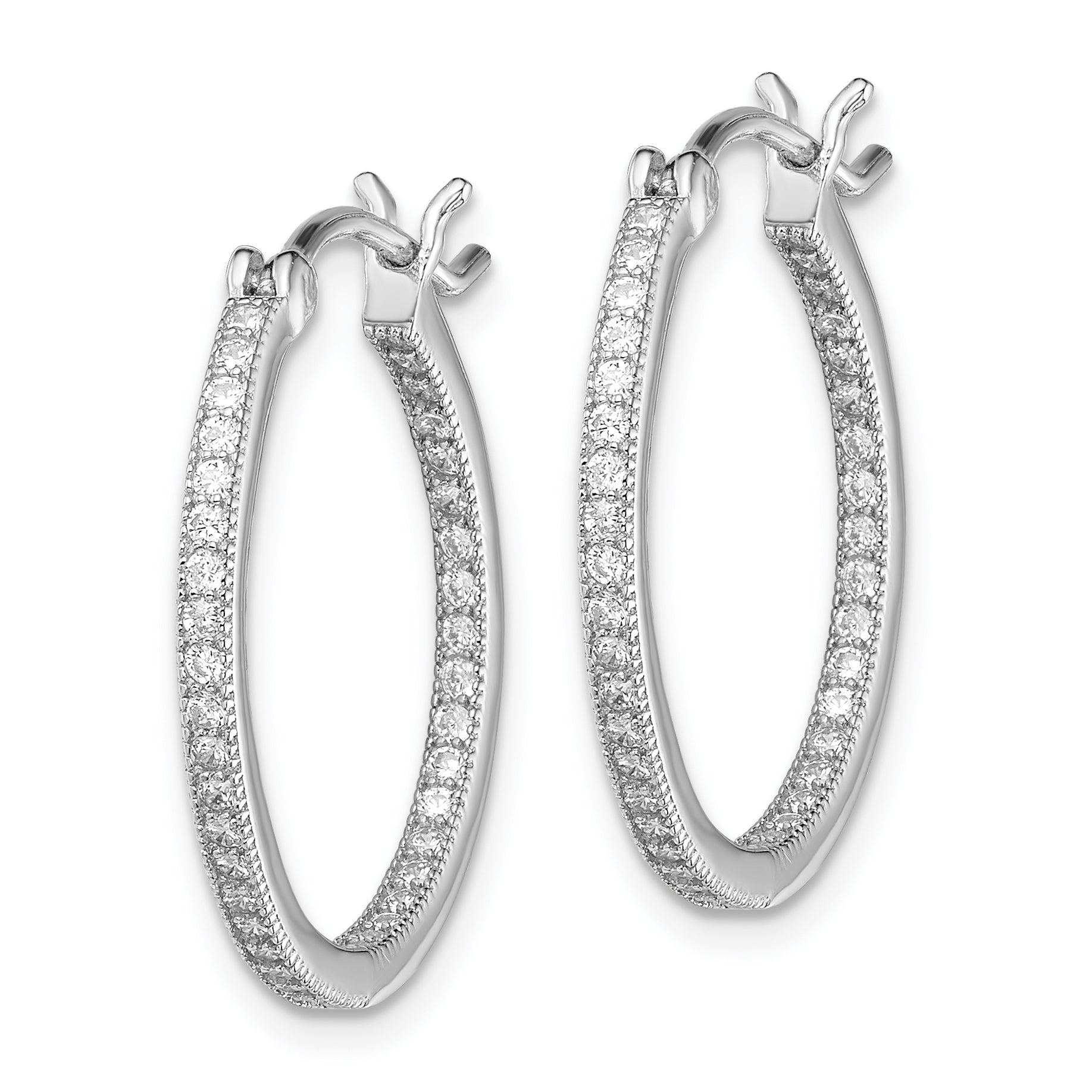 Sterling Silver Rhodium-plated Micro PavÃÆÃÂ¢ÃÂ¢Ã¢â¬Å¡ÃÂ¬Ãâ¦ÃÂ¡ CZ In/Out Hoops Secondary image