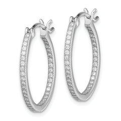 Sterling Silver Rhodium-plated Micro PavÃÆÃÂ¢ÃÂ¢Ã¢â¬Å¡ÃÂ¬Ãâ¦ÃÂ¡ CZ In/Out Hoops