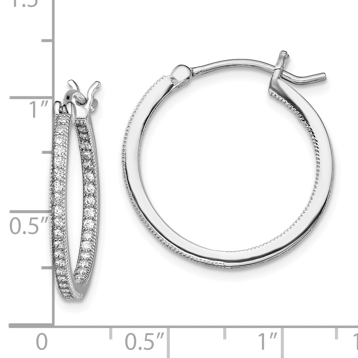 Sterling Silver Rhodium-plated Micro PavÃÆÃÂ¢ÃÂ¢Ã¢â¬Å¡ÃÂ¬Ãâ¦ÃÂ¡ CZ In/Out Hoops