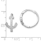Sterling Silver Rhodium-plated CZ Anchor Hinged Earrings