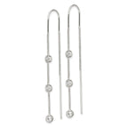 Sterling Silver Polished 3 Bezel Set CZs Threader Earrings