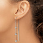 Sterling Silver Polished 3 Bezel Set CZs Threader Earrings