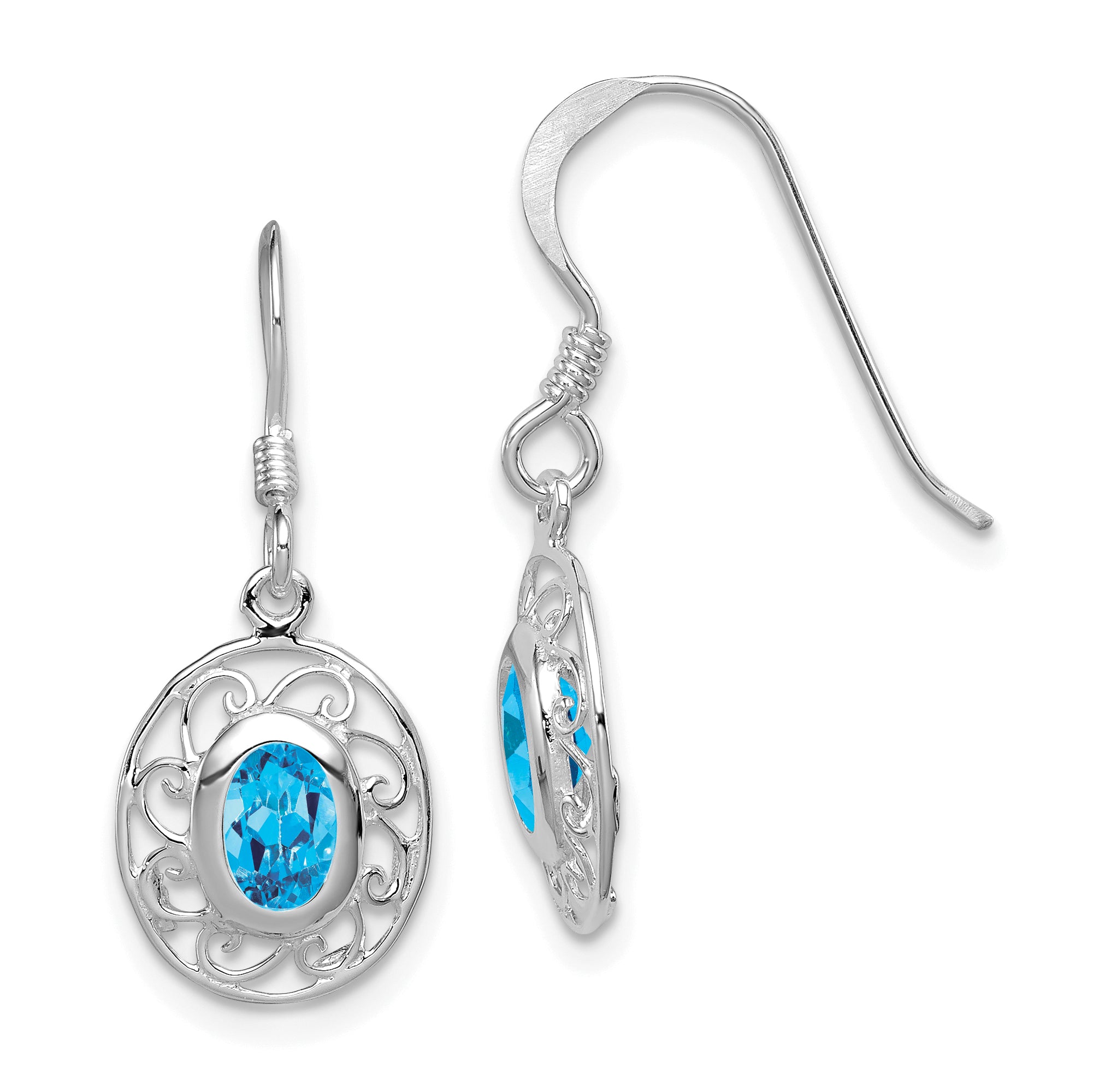 Sterling Silver Blue Topaz Fancy Dangle Earrings Main image