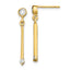Sterling Silver Gold-tone Polished Bar w/ CZ Post Dangle Earrings