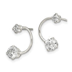 Sterling Silver Polished CZ Half-Circle Post Earrings