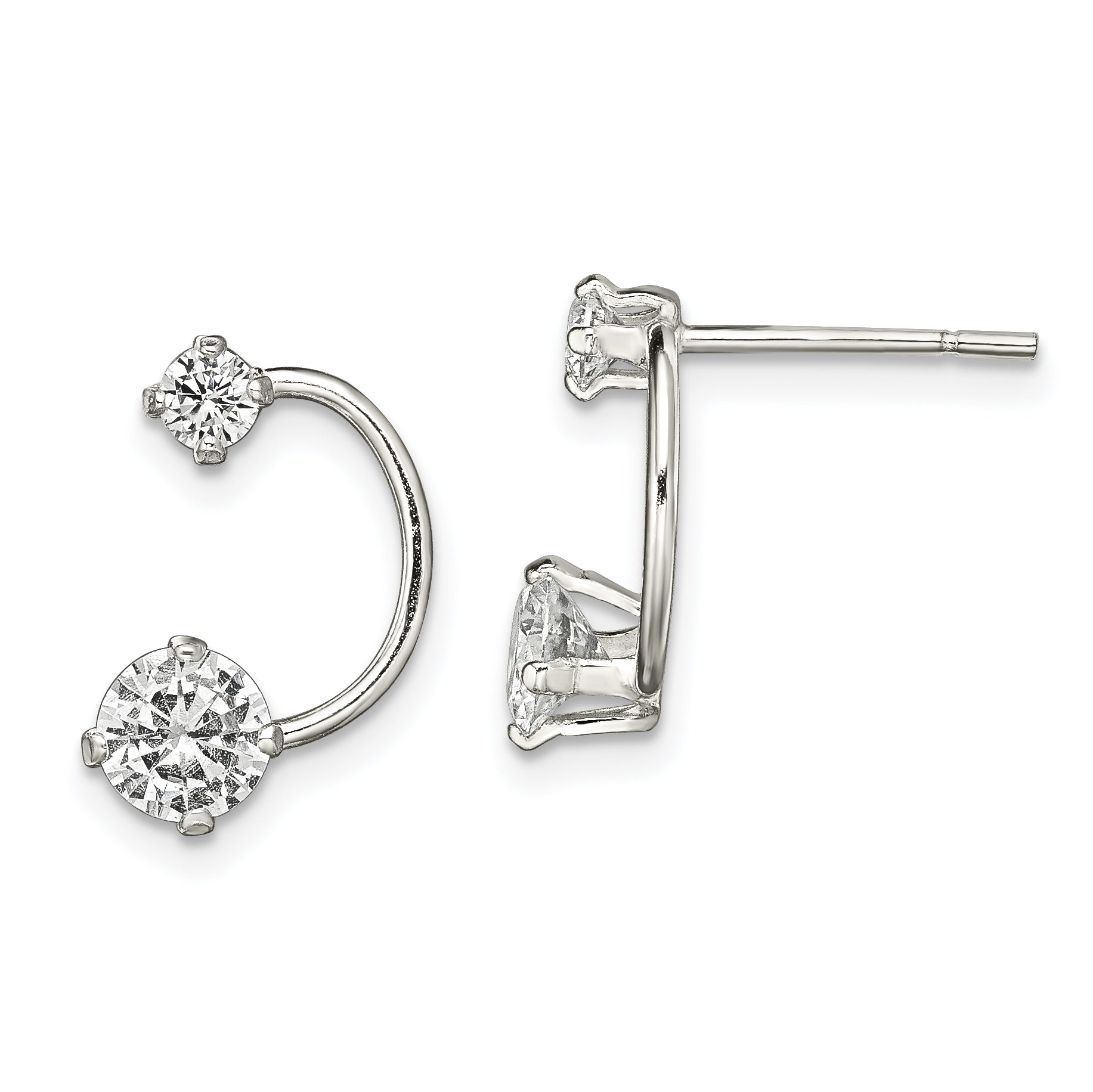 Sterling Silver Polished CZ Half-Circle Post Earrings Main image