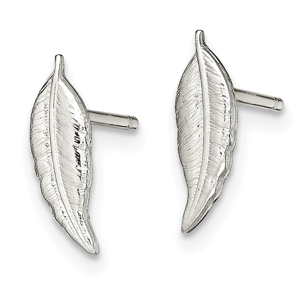 Sterling Silver Polished Feather Post Earrings Secondary image