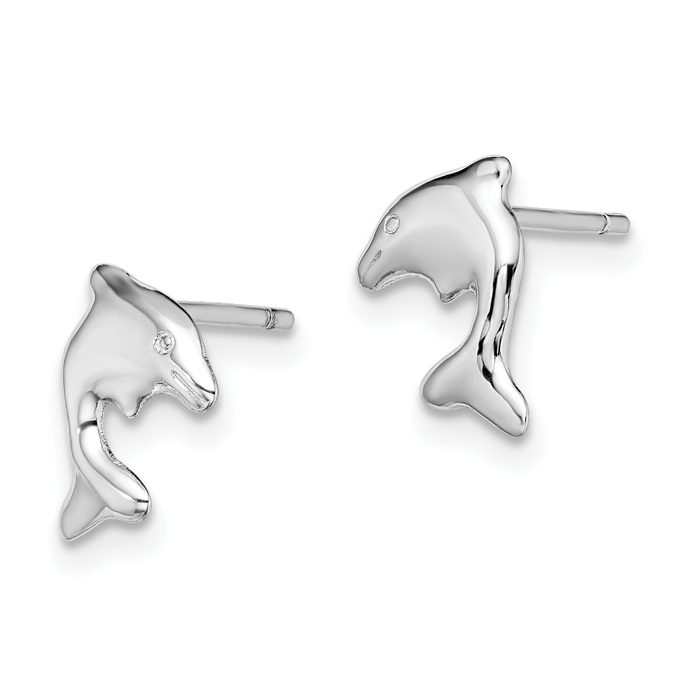 Sterling Silver Rhodium-plated Dolphin Stud Earrings Secondary image